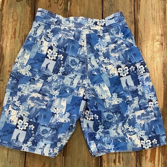 Ron Jon Surf Shop Sz 30 Boardshorts Hula Girls Aloha Hawaiian Blue Logo Nice - Picture 8 of 9